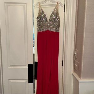 Red Gown with Rhinestones